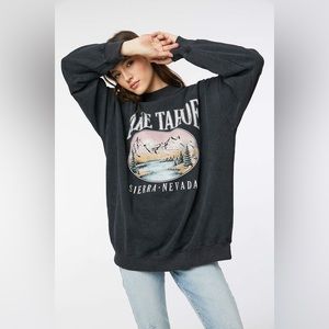 Mock Neck Oversized Graphic Sweatshirt